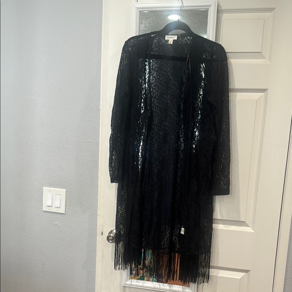Black Lace Kimono Cardigan